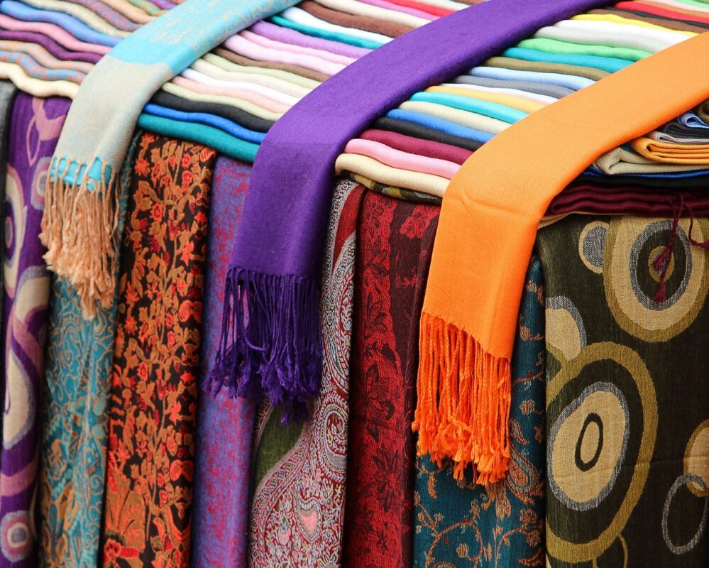 Colourful scarves pattern textile