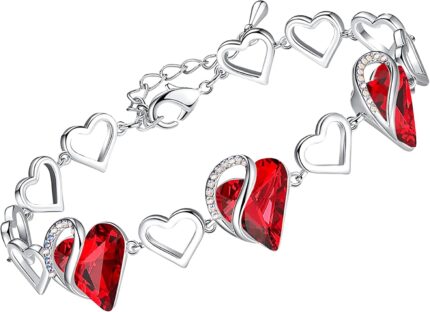 Birthstone Heart Bracelet with Extender Chain