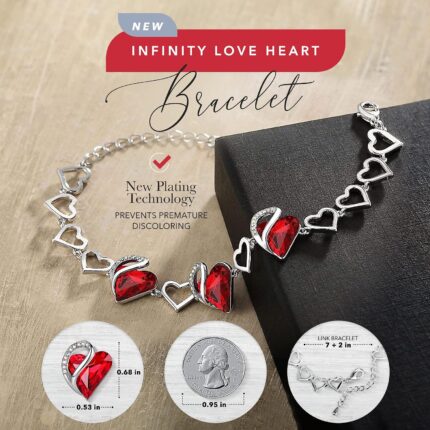 Birthstone Heart Bracelet with Extender Chain
