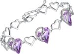 Birthstone Heart Bracelet with Extender Chain