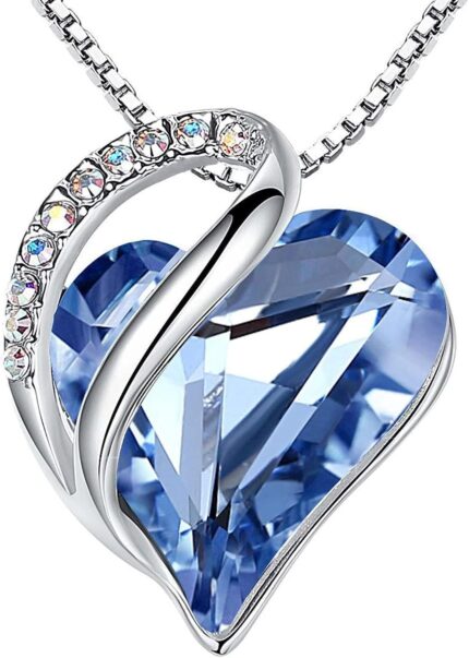 Birthstone Heart Pendant Necklace, Silver-Plated Chain