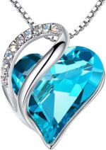Birthstone Heart Pendant Necklace, Silver-Plated Chain