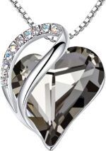Birthstone Heart Pendant Necklace, Silver-Plated Chain