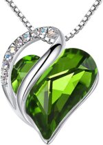 Birthstone Heart Pendant Necklace, Silver-Plated Chain
