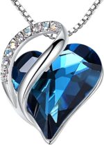 Birthstone Heart Pendant Necklace, Silver-Plated Chain