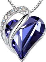 Birthstone Heart Pendant Necklace, Silver-Plated Chain