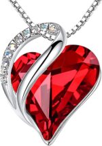 Birthstone Heart Pendant Necklace, Silver-Plated Chain