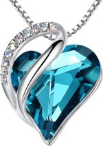 Birthstone Heart Pendant Necklace, Silver-Plated Chain