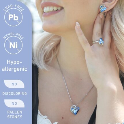 Birthstone Heart Pendant Necklace, Silver-Plated Chain