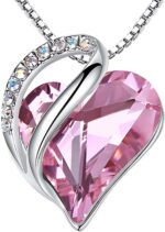 Birthstone Heart Pendant Necklace, Silver-Plated Chain