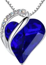 Birthstone Heart Pendant Necklace, Silver-Plated Chain