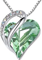 Birthstone Heart Pendant Necklace, Silver-Plated Chain