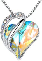 Birthstone Heart Pendant Necklace, Silver-Plated Chain