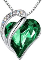 Birthstone Heart Pendant Necklace, Silver-Plated Chain