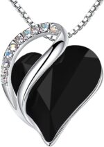 Birthstone Heart Pendant Necklace, Silver-Plated Chain