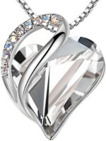 Birthstone Heart Pendant Necklace, Silver-Plated Chain
