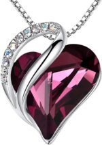 Birthstone Heart Pendant Necklace, Silver-Plated Chain