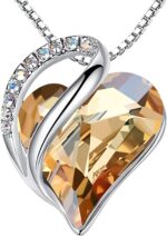 Birthstone Heart Pendant Necklace, Silver-Plated Chain