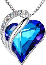 Birthstone Heart Pendant Necklace, Silver-Plated Chain
