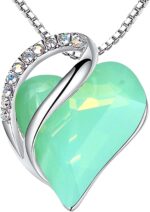 Birthstone Heart Pendant Necklace, Silver-Plated Chain