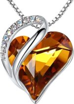Birthstone Heart Pendant Necklace, Silver-Plated Chain