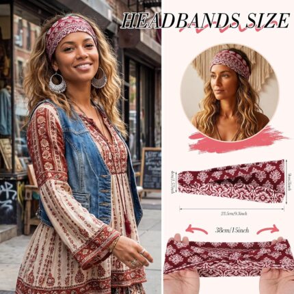 Boho Print Headbands — Pack of 8