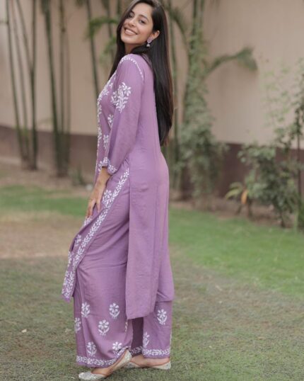 Chikankari Embroidered Kurta and Pant Set — Numeric Sizing