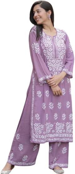 Chikankari Embroidered Kurta and Pant Set — Numeric Sizing