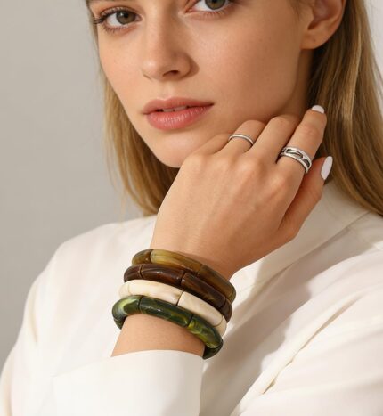 Chunky Acrylic Bangles — Set of 6