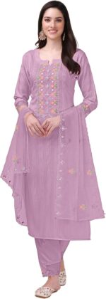 Cotton Embroidered Salwar Suit Set with Kurta, Pant and Dupatta