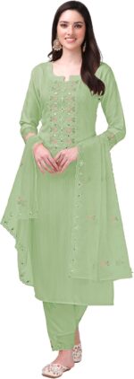 Cotton Embroidered Salwar Suit Set with Kurta, Pant and Dupatta