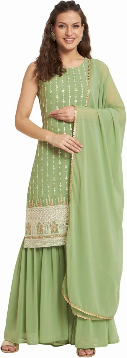 Georgette Embroidered Kurta and Sharara Set