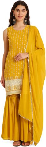 Georgette Embroidered Kurta and Sharara Set