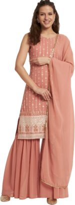 Georgette Embroidered Kurta and Sharara Set