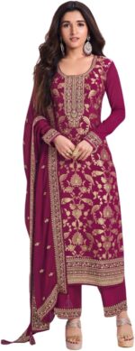 Jacquard Viscose Wedding Salwar Kameez Set with Chinon Dupatta