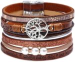 Layered Leather-Look Wrap Bracelet