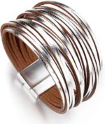 Layered Leather-Look Wrap Bracelet