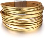 Layered Leather-Look Wrap Bracelet