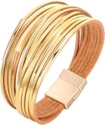Layered Leather-Look Wrap Bracelet