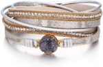 Layered Leather-Look Wrap Bracelet