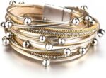 Layered Leather-Look Wrap Bracelet