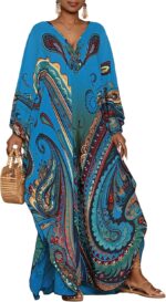 Paisley Print Kaftan Dress with Pockets