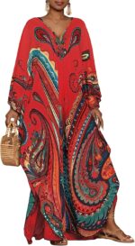 Paisley Print Kaftan Dress with Pockets
