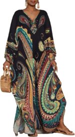 Paisley Print Kaftan Dress with Pockets