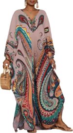 Paisley Print Kaftan Dress with Pockets