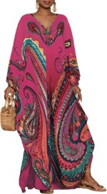 Paisley Print Kaftan Dress with Pockets