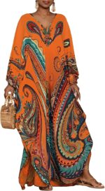 Paisley Print Kaftan Dress with Pockets