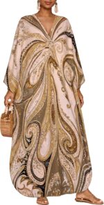 Paisley Print Kaftan Dress with Pockets