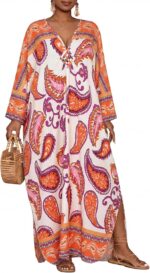 Paisley Print Kaftan Dress with Pockets