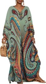 Paisley Print Kaftan Dress with Pockets